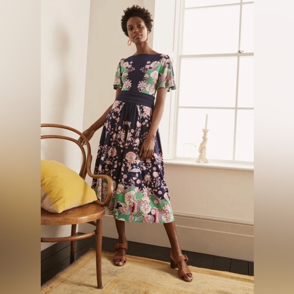 Boden Dresses & Skirts - Boden Navy and Green Floral Midi Dress